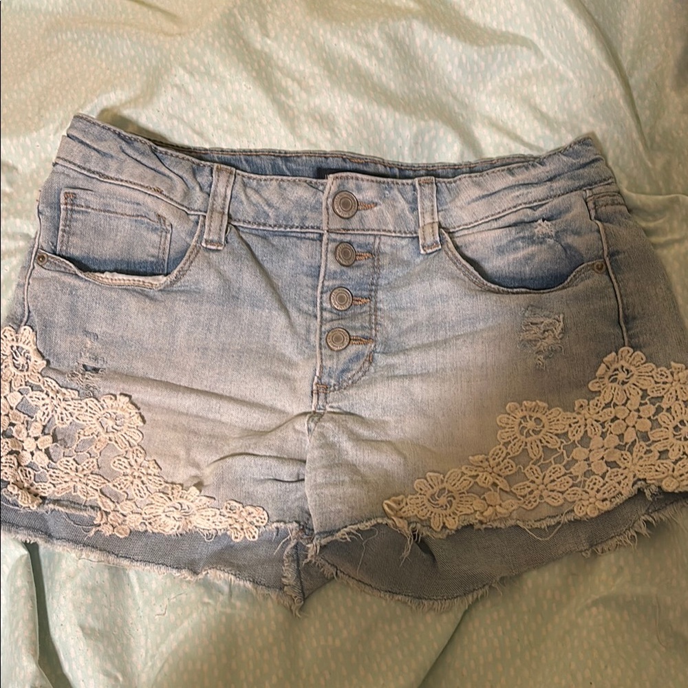 Stylish Denim Kids Shorts with Lace Trim